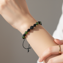 Yeşim, Obsidyen, Hematit Zirkon Aparat  Doğal Taş Makrome Bileklik