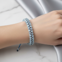 Akuamarin 4 mm Çift Sıra Doğal Taş Bileklik – Unisex El İşçiliği