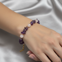 Ay Taşı & Ametist Doğal Taş Altın Kaplama Bileklik – Özel Tasarım