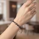 Rodonit, Hematit Gümüş Aparat Doğal Taş Makrome Bileklik