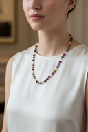 Hematit, Pembe Kuvars, Krizokol, Ametist & Kaplan Gözü Doğal Taş Kolye – Özel Tasarım