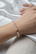 Pembe Kuvars ve Hematit Doğal Taş Bileklik – Unisex Şık Tasarım