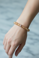 Sitrin ve Hematit Doğal Taş Bileklik – Zirkon Aparatlı, 8 mm Unisex Tasarım