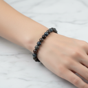 Azurit 8 mm Merdiven Kapama Doğal Taş Bileklik – El İşçiliği