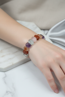 Pembe Kuvars, Ametist, Sitrin, Akuamarin, Jasper, Güneş Taşı ve Ay Taşı Doğal Taş Rolex Misinalı Bileklik – Unisex Şık Tasarım