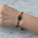 Afrika Turkuaz – Turuncu Aventurin Doğal Taş Makrome Bileklik – Özel Tasarım