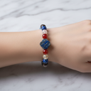 Aslan Burcu Doğal Taş Bileklik – Bordo Granat (Lal), Bronzit, Güneş Taşı, Kırmızı Akik, Lapis Lazuli ve Sitrin