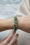 Krizopras 8mm Çift Sıra Makrome Doğal Taş Bileklik