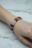 Pembe Kuvars, Ametist, Sitrin, Akuamarin, Jasper, Güneş Taşı ve Ay Taşı Doğal Taş Rolex Misinalı Bileklik – Unisex Şık Tasarım