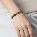 Botswana Akik Doğal Taş Makrome Bileklik – Gümüş Aparatlı, Ayarlanabilir Tasarım