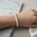 Ay Taşı 8 mm Merdiven Kapama Doğal Taş Bileklik – El İşçiliği