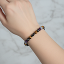 Kova Burcu Doğal Taş Bileklik – Ametist, Golden Obsidyen, İspanyol Varisit & Kaplan Gözü