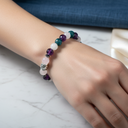 Balık Burcu Doğal Taş Bileklik – Ametist, Ay Taşı, Mavi Apatit, Pembe Kuvars ve Selenit