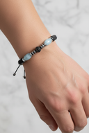 Şungit, Akuamarin ve Hematit Doğal Taş Bileklik – Unisex Şık Tasarım