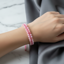 Opal Pembe 3-4 mm Çift Sıra Doğal Taş Bileklik – Unisex El İşçiliği