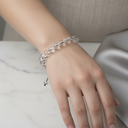 Kristal Kuvars 8 mm Merdiven Kapama Doğal Taş Bileklik – El İşçiliği