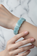 Akuamarin Doğal Taş Kare Kesim Geniş Kesim Bileklik