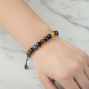 Öğrenci Doğal Taş Bileklik – Karlı Obsidyen, Lapis Lazuli, Kaplan Gözü, Dumanlı Kuvars, Sodalit, Kalsit & Yeşim – Özel Tasarım