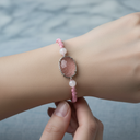 Çilek Kuvars – Pembe Kuvars Doğal Taş Makrome Bileklik – Özel Tasarım