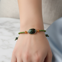 Afrika Turkuaz – Turuncu Aventurin Doğal Taş Makrome Bileklik – Özel Tasarım