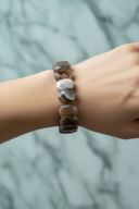 Botswana Akiği Doğal Taş Geniş Kesim Bileklik