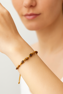 Kaplan Gözü Natürel Kesim Doğal Taş Makrome Bileklik