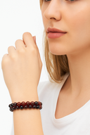 Hessonit Lal 8 mm Çift Sıra Makrome Doğal Taş Bileklik