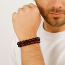 Hessonit Lal 8 mm Çift Sıra Makrome Doğal Taş Bileklik