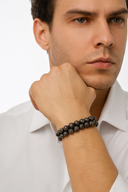 Riyolit 8 mm Çift Sıra Makrome Doğal Taş Bileklik