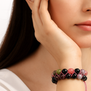 Renkli Turmalin 8 mm Çift Sıra Makrome Doğal Taş Bileklik