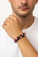 Renkli Turmalin 8 mm Çift Sıra Makrome Doğal Taş Bileklik