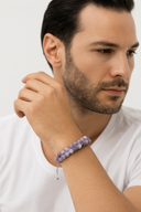 Lepidolit 8 mm Çift Sıra Makrome Doğal Taş Bileklik