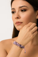 Lepidolit 8 mm Çift Sıra Makrome Doğal Taş Bileklik