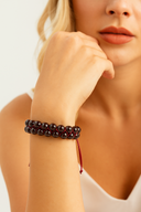 Bordo Granat (Lal) 8 mm Çift Sıra Makrome Doğal Taş Bileklik