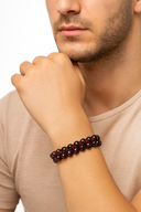 Bordo Granat (Lal) 8 mm Çift Sıra Makrome Doğal Taş Bileklik