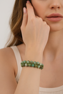 Krizopras 8 mm Çift Sıra Makrome Doğal Taş Bileklik