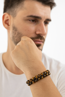 Kaplan Gözü 8 mm Çift Sıra Makrome Doğal Taş Bileklik