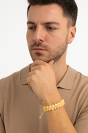 Aragonit 8 mm Çift Sıra Makrome Doğal Taş Bileklik