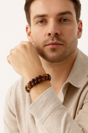 Kahve Göz Akik 8 mm Çift Sıra Makrome Doğal Taş Bileklik