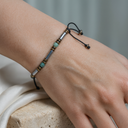 Zümrüt & Hematit Doğal Taş Makrome Örme Ayarlanabilir Bileklik | | Özel Üretim