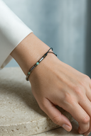 Zümrüt & Hematit Doğal Taş Makrome Örme Ayarlanabilir Bileklik | | Özel Üretim