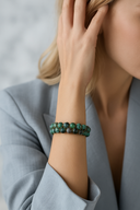 İspanyol Varisit 8 mm Çift Sıra Makrome Doğal Taş Bileklik