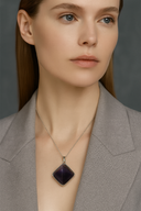 Ametist Doğal Taş Piramit Model Kolye