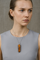 Kaplan Gözü Taşı Doğal Taş Tel Sarmalı Kolye