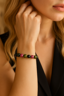 Turmalin Doğal Taş Bileklik – 10 mm Küre Kesim