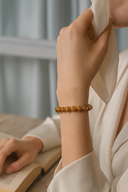 Kaplan Gözü &amp; Hematit Doğal Taş Makrome Örme Bileklik | | Özel Üretim