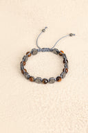 Hematit & Kaplan Gözü Doğal Taş Makrome Bileklik