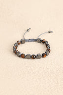 Hematit & Kaplan Gözü Doğal Taş Makrome Bileklik