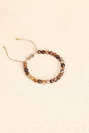 Kahve Göz Akik Doğal Taş Makrome Bileklik