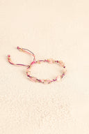 Pembe Kuvars Doğal Taş Makrome Bileklik